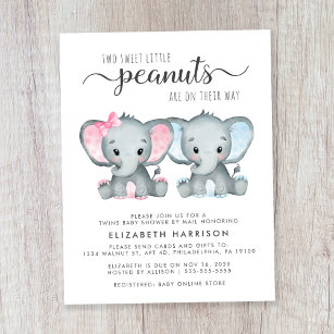 Papier Elephant Twin Boy Girl Baby shower par Invitation 