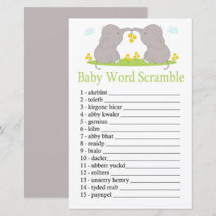 Papier Elephants Baby mot scramble jeu