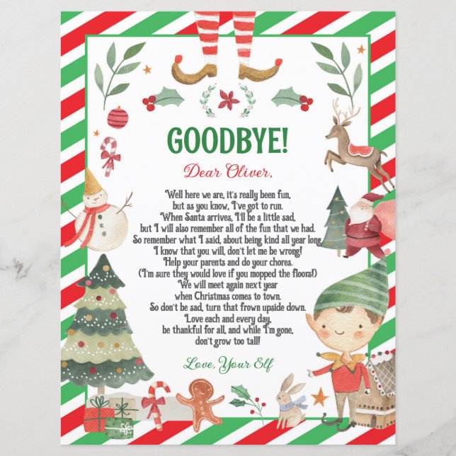 Papier Elf Adieu Adieu Noël Lettre d'Elf (Devant)