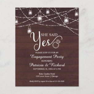 Papier Elle A Dit Oui Rustique Engagement Party Invitatio