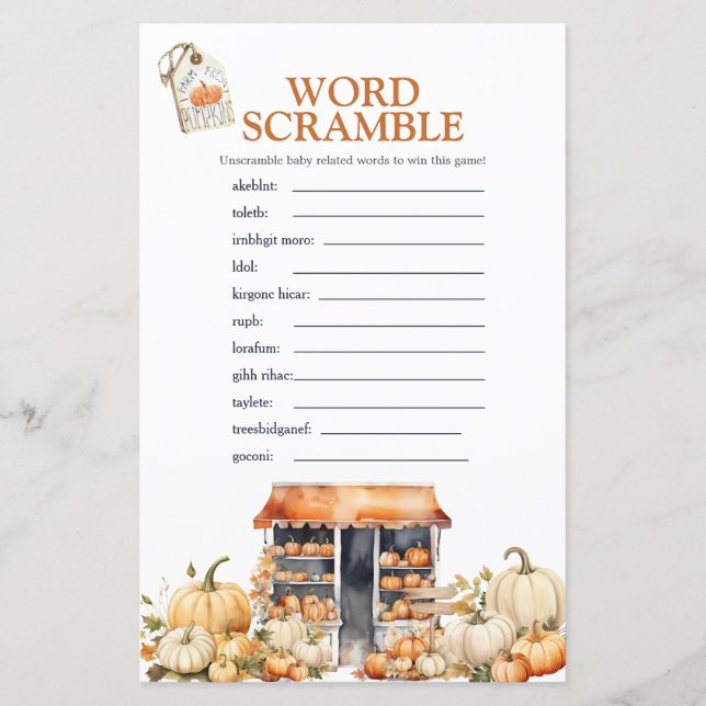 Papier Elle est hors du marché Automne Citrouille Mot Scr (Devant)