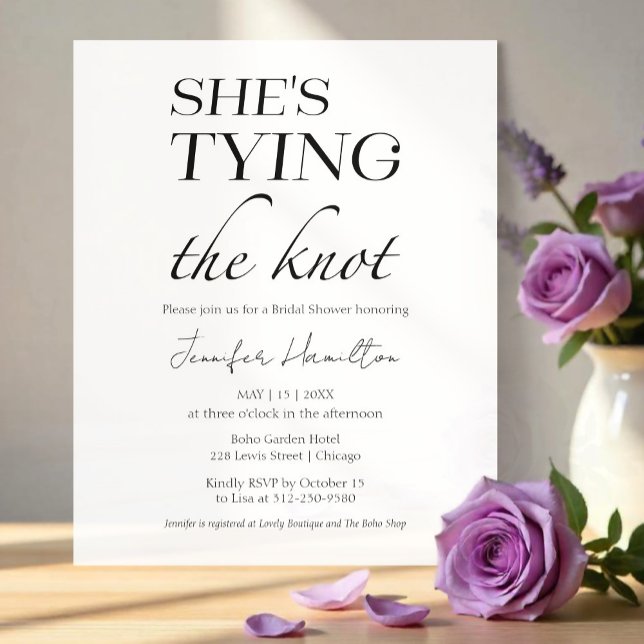 Papier Elle noue le noeud | Fête des mariées noire et bla (Créateur téléchargé)