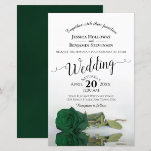 Papier Emerald Green Rose Faire-part de mariage BUDGET