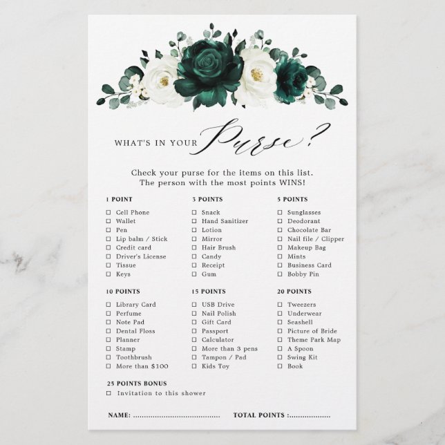 Papier Emerald Greenery Eucalyptus Fête des mariées Jeu (Devant)