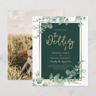 Papier Emerald Greenery Gold FAIRE-PART DE MARIAGE PHOTO