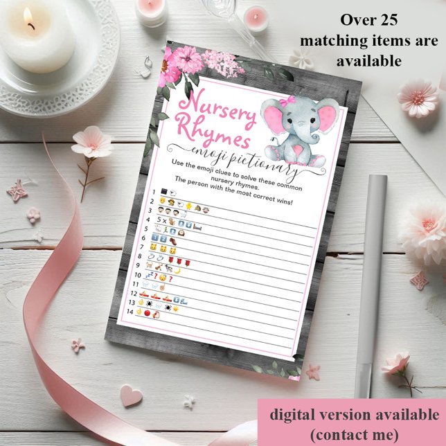 Papier Emoji photo fille baby shower jeu éléphant (Créateur téléchargé)