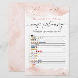 Papier Emoji pictionary baby shower jeu d'aquarelle rose
