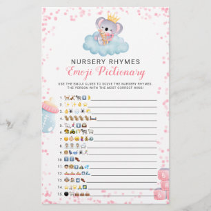 Papier Emoji Pictionary Girl Koala Oear Baby shower Jeu