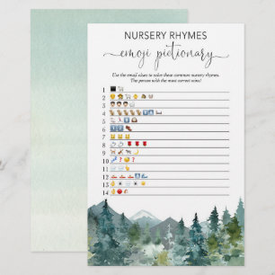 Papier Emoji pictionary jeu de baby shower montagnes rust