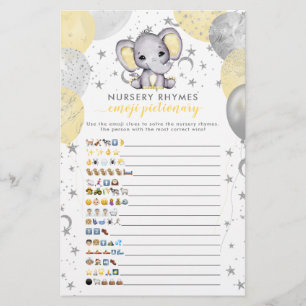 Papier Emoji Pictionary Yellow Elephant Baby Shower Game