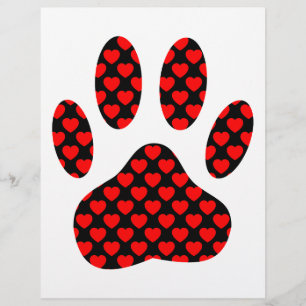 Papier Empreinte de patte de chien avec les coeurs