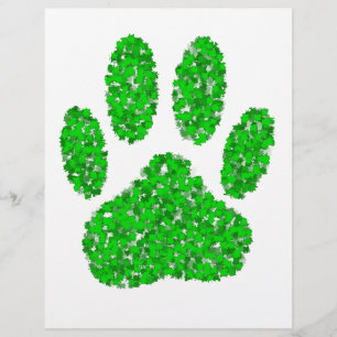 Papier Empreinte de patte de chien de feuillage vert