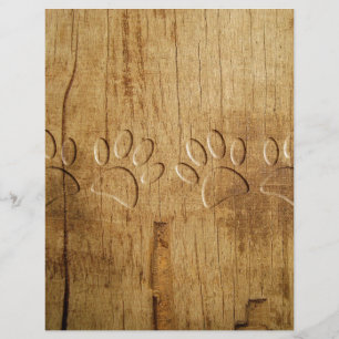 Papier Empreinte de patte de chien en bois sculpté