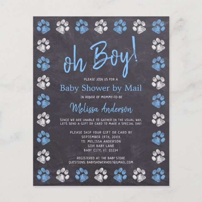 Papier Empreintes de pattes Budget Baby shower Blue Boy p (Devant)