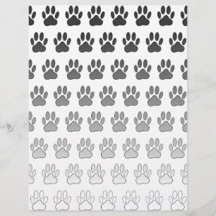 Papier Empreintes de pattes dégradés en noir et blanc et