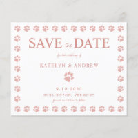 Empreintes de pattes Rose Gold Enregistrer La Date