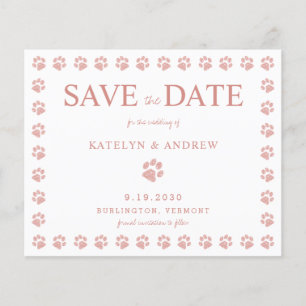 Papier Empreintes de pattes Rose Gold Enregistrer La Date