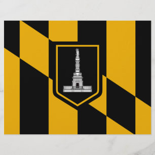 Papier En-tête avec Drapeau de Baltimore, Maryland, États