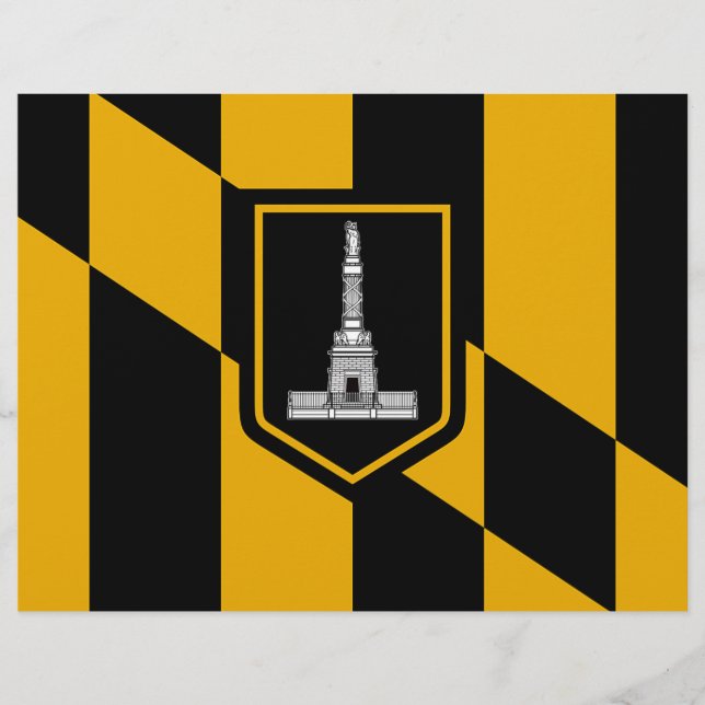 Papier En-tête avec Drapeau de Baltimore, Maryland, États (Devant)