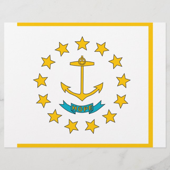 Papier En-tête avec Drapeau de Rhode Island, États-Unis (Devant)