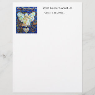 Papier en-tête bleu et or Ange Cancer