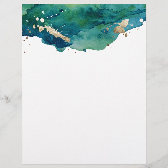 Papier En-tête bleu vert et doré (Devant)