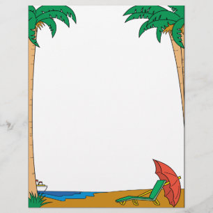 Papier En-tête de la lettre de vacances Tropical Beach