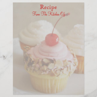 Papier En-tête de la recette cerise Cupcake