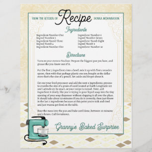 Papier En-tête de la recette du livre de cuisine du mélan