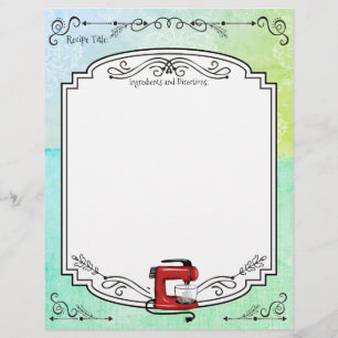 Papier En-tête de la recette du mélangeur rétro couleur p