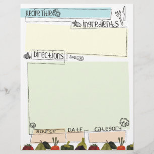 Papier En-tête de la recette funky de légumes