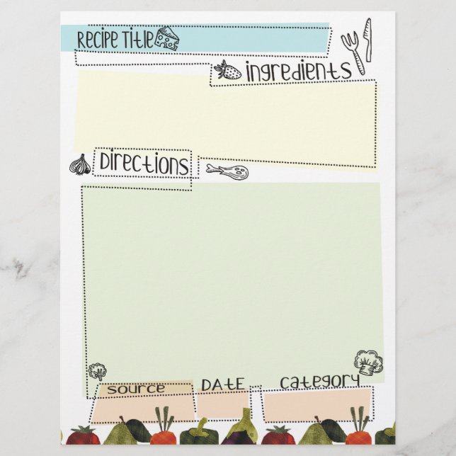 Papier En-tête de la recette funky de légumes (Devant)