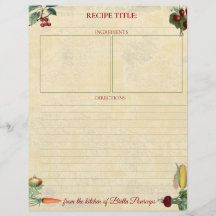 En-tête de la recette personnalisée aux légumes de