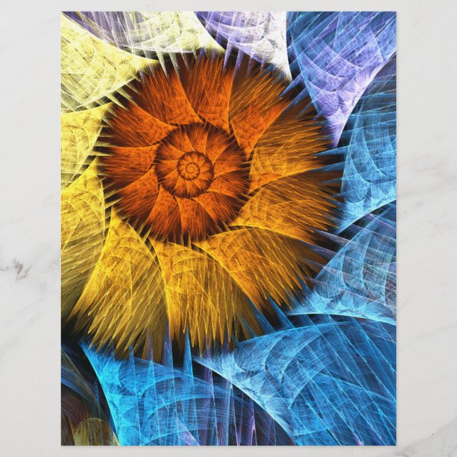 Papier En-tête de lettre d'art Abstrait orange floral (Devant)