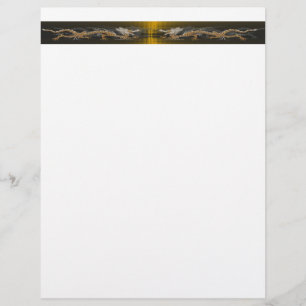 Papier En-tête de lettre Double Dragons d'or