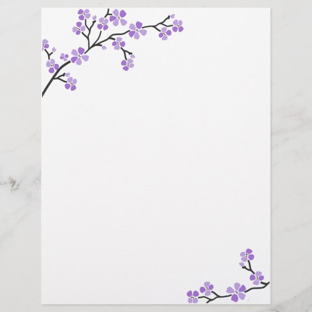 Papier En-tête de lettre Fleur de cerisier pourpre (Devant)