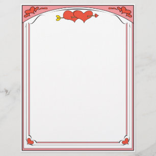 Papier En-tête de lettre Valentine Hearts