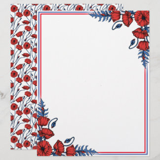 Papier En-tête du bouquet de pavot
