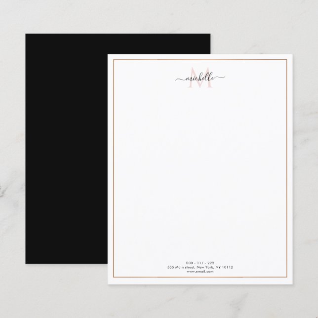 Papier en-tête du script monogramme d'image or (Devant / Derrière)