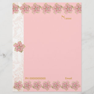 Papier En-tête Fleurie Bijou rose Bordure 2