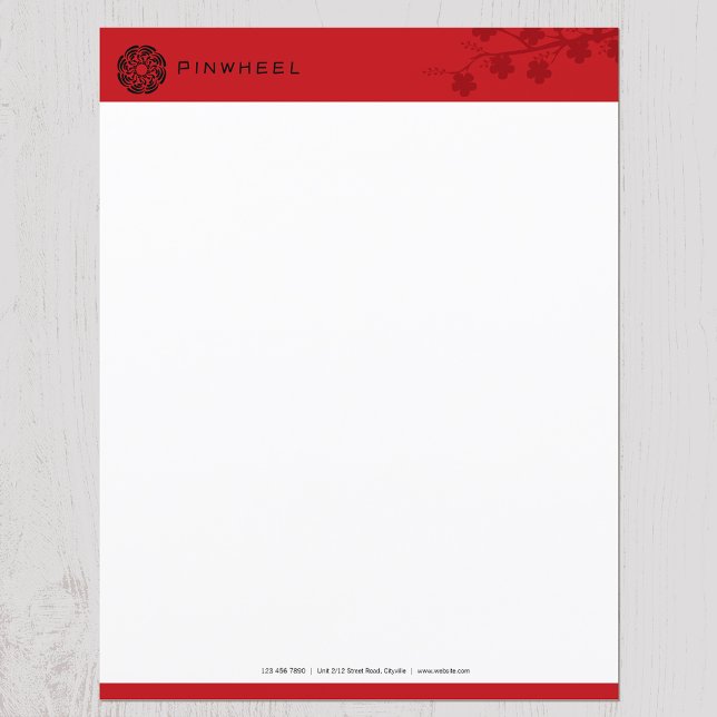 Papier En-tête gras rouge floral (Créateur téléchargé)