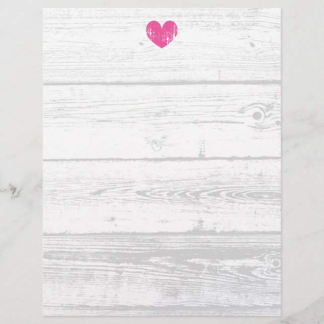 Papier En-tête mariage de la ligne de grains de bois blan (Devant)