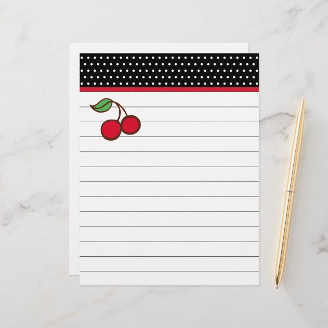 Papier en-tête Retro Cherry (Devant/Arrière en situation)