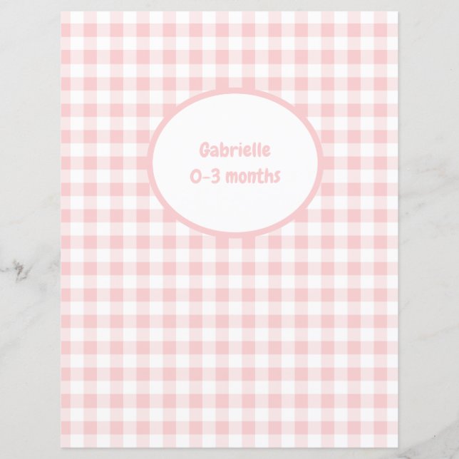 Papier En vichy rose Divider - Baby Photo Album Insérer (Devant)
