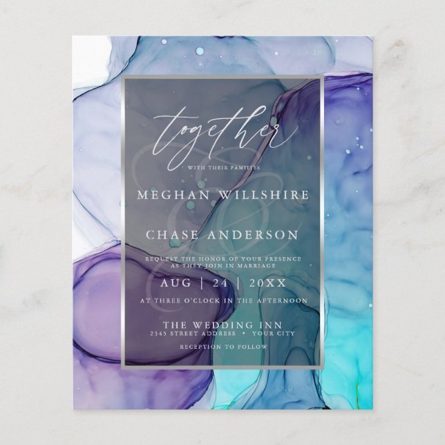 Papier Encre Abstraite liquide Lilac Aqua étonnante (Devant)