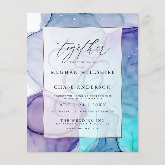 Papier Encre Abstraite Mariage chic Aqua violet abordable (Devant)