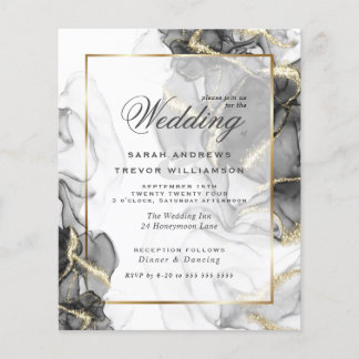 Papier Encre d'alcool d'or noir élégant Mariage budget
