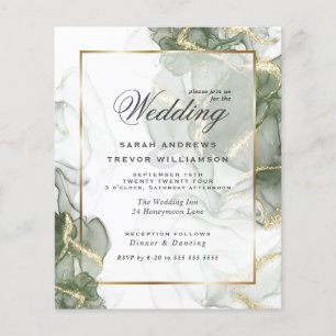 Papier Encre verte du Mariage de budget personnalisé Gold