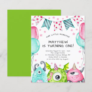 Papier Enfants mignons Monstres Anniversaire Fête Invitat