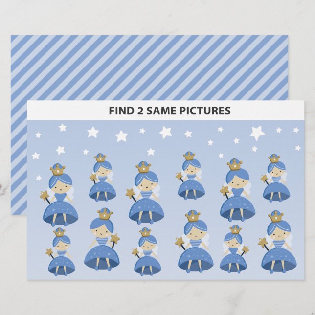 Papier Enfants Trouver 2 Mêmes Photos Dents Fée Petit Cad (Devant / Derrière)